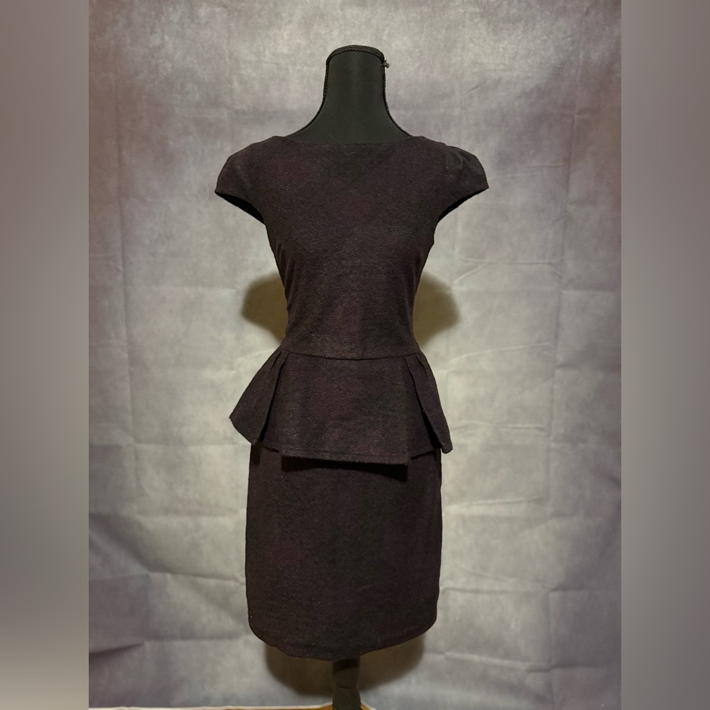 MNG Suit by Mango Dark Plum Peplum Dress